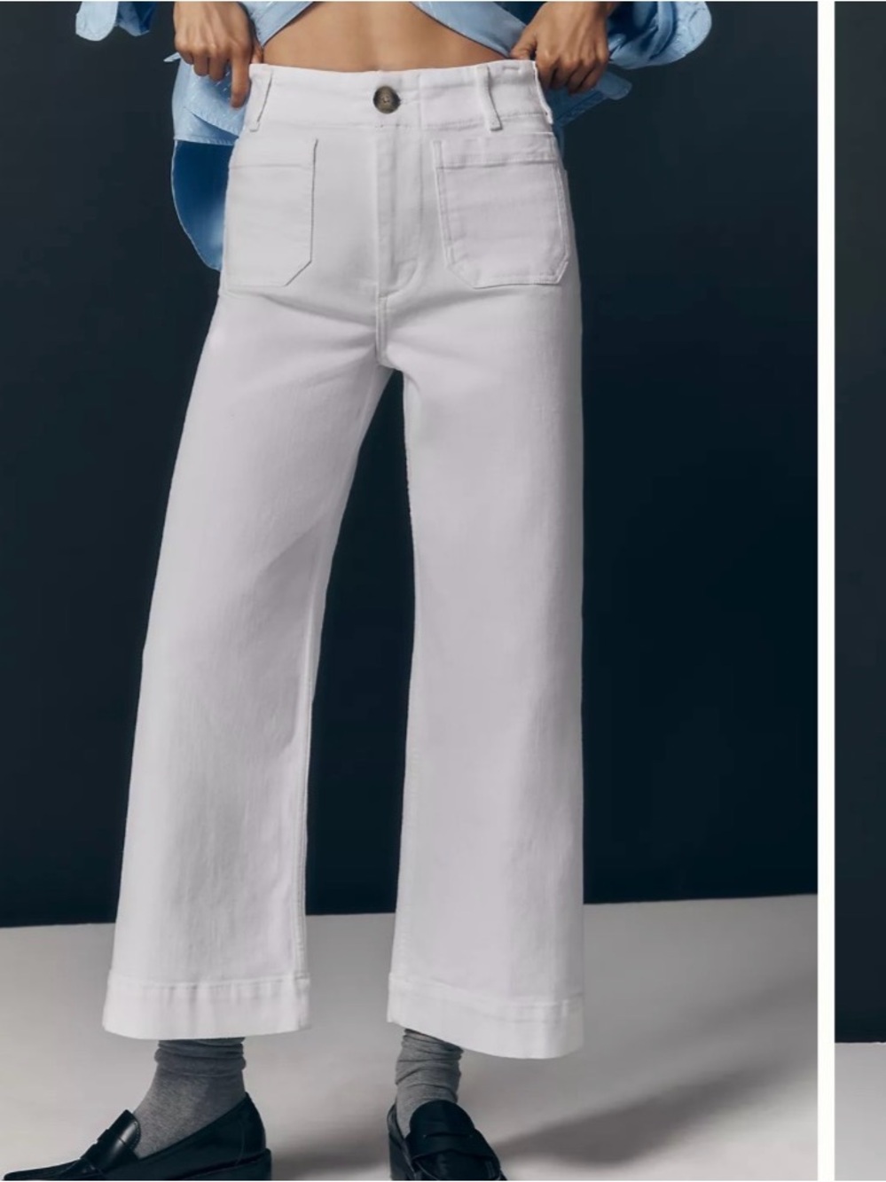 The Colette White Crop Wide-Leg Jeans by Maeve